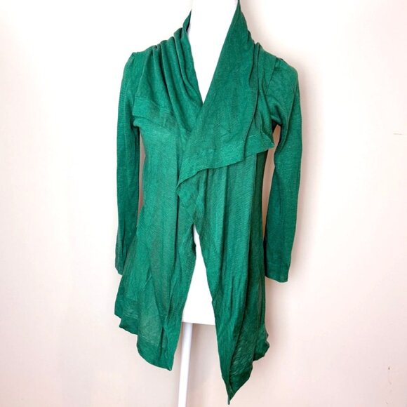 Theory‎ Maritza Drape Cardigan Silk Linen Sweater Size P Womens Green NWT $275 - Picture 1 of 11